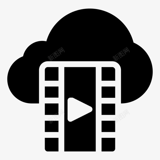 视频云媒体图标svg_新图网 https://ixintu.com 云 云计算字形图标 媒体 播放 服务器 视频