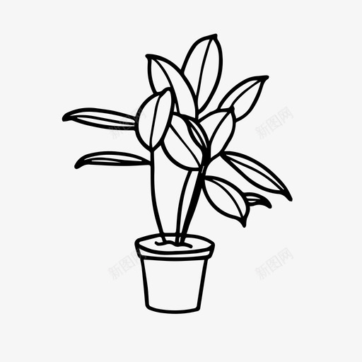 橡胶植物室内植物盆栽植物图标svg_新图网 https://ixintu.com 室内植物 室内植物收藏 橡胶树 橡胶植物 盆栽植物