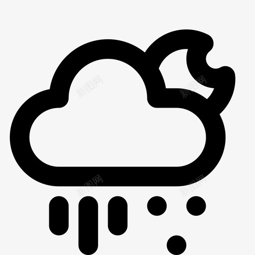 雨中有雪云夜图标svg_新图网 https://ixintu.com 云 夜 天气 雨中有雪