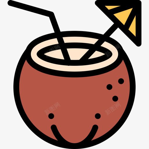 鸡尾酒夏季派对20线性颜色图标svg_新图网 https://ixintu.com 夏季派对20 线性颜色 鸡尾酒