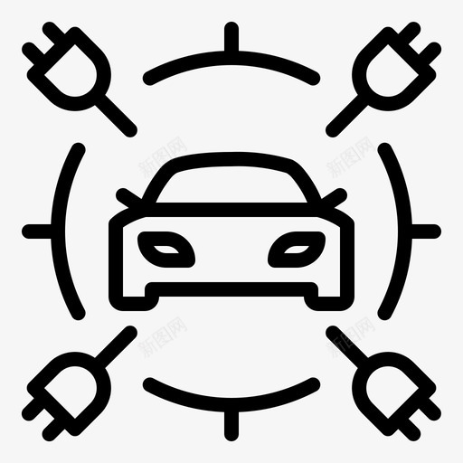 电动汽车能源插头图标svg_新图网 https://ixintu.com 充电站 插头 电动汽车 电源 能源