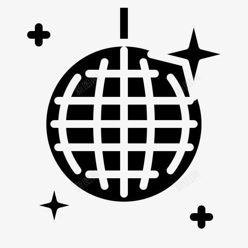 迪斯科舞会闪光镜子球图标svg_新图网 https://ixintu.com 派对 迪斯科舞会 镜子球 闪光 音乐