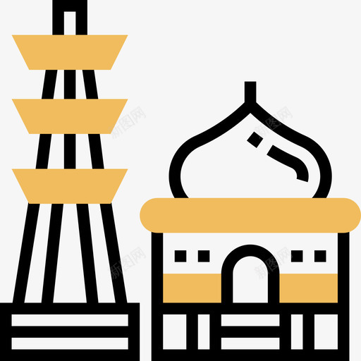 QutabMinar印度12黄色阴影图标svg_新图网 https://ixintu.com QutabMinar 印度12 黄色阴影