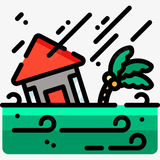 洪水157号天气线形颜色图标svg_新图网 https://ixintu.com 157号天气 洪水 线形颜色
