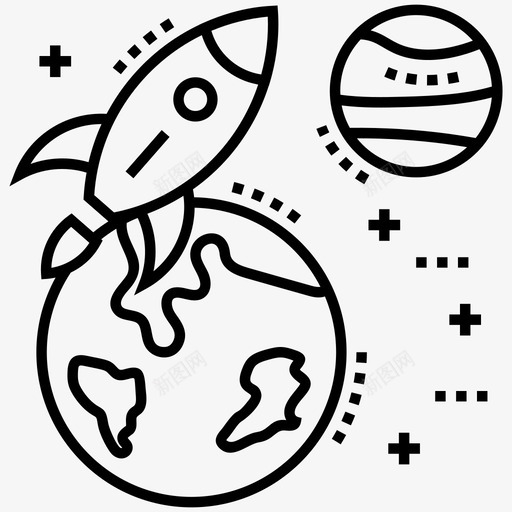 太空火箭助推器洲际图标svg_新图网 https://ixintu.com 助推器 卫星 太空和星系线图标包 太空火箭 洲际
