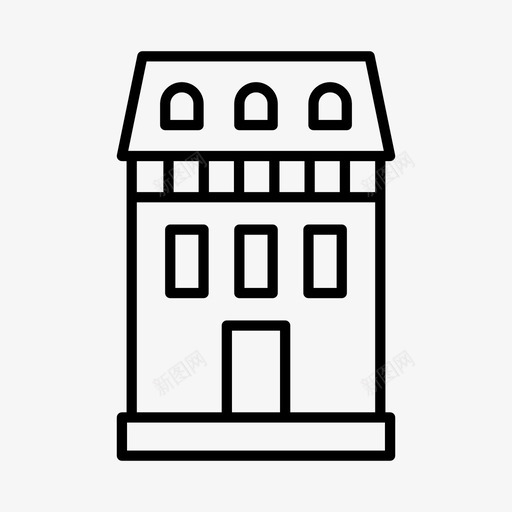 露台建筑物住宅图标svg_新图网 https://ixintu.com 住宅 城镇 建筑物 联排别墅 露台