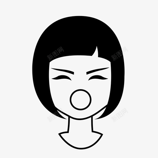 疯狂愤怒可爱图标svg_新图网 https://ixintu.com 可爱 女孩 微笑 愤怒 疯狂 短发 表情