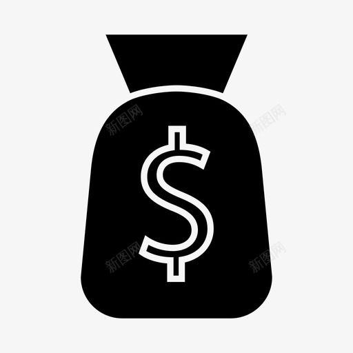 钱袋赚雕文办公室图标svg_新图网 https://ixintu.com 办公室 钱袋 雕文