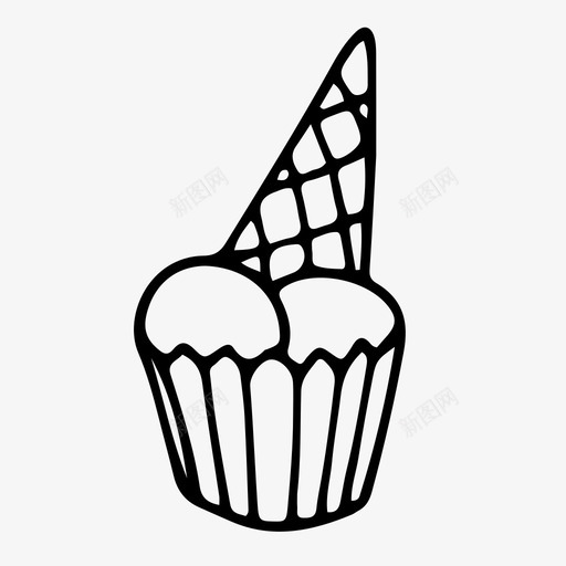 冰淇淋筒纸杯蛋糕生日冰淇淋图标svg_新图网 https://ixintu.com 冰淇淋 冰淇淋筒纸杯蛋糕 生日 纸杯蛋糕
