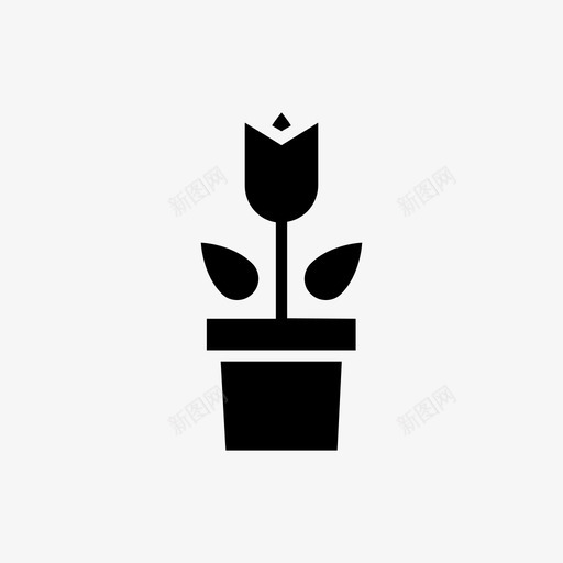 花花盆盆栽图标svg_新图网 https://ixintu.com 农场 盆栽 花盆 郁金香 雕文