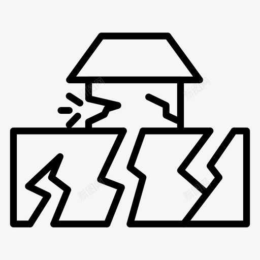 地震事故裂缝图标svg_新图网 https://ixintu.com 事故 地震 海啸 破坏 自然灾害 裂缝