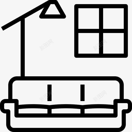 客厅家灯图标svg_新图网 https://ixintu.com 客厅 室内家具 家 沙发 灯 窗户