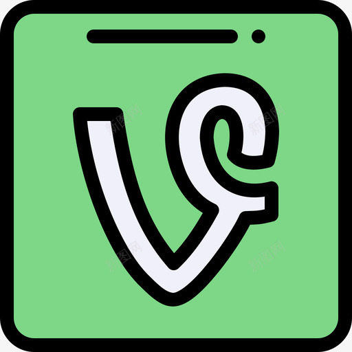 Vine社交媒体73线性颜色图标svg_新图网 https://ixintu.com Vine 社交媒体73 线性颜色