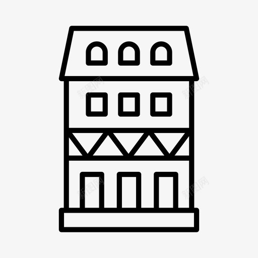 联排别墅建筑物住宅图标svg_新图网 https://ixintu.com 住宅 建筑物 旅社 联排别墅