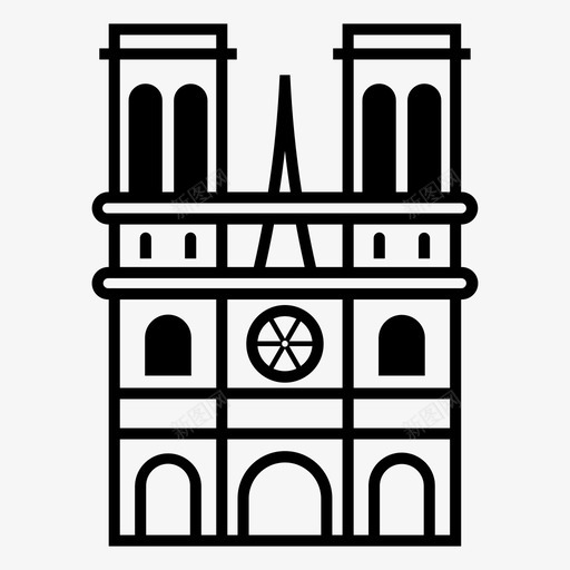 巴黎圣母院大教堂教堂图标svg_新图网 https://ixintu.com 大教堂 巴黎圣母院 教堂 法国 著名地标建筑