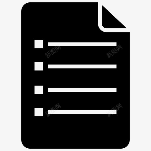 文件列表纸张图标svg_新图网 https://ixintu.com Agile3黑色填充 列表 报告 文件 纸张