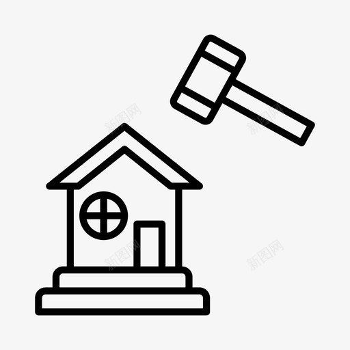 房屋拍卖拍卖竞价房屋图标svg_新图网 https://ixintu.com 房产 房地产 房屋 拍卖 竞价