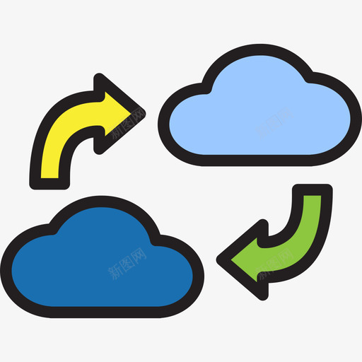 传输数据库和云3线颜色图标svg_新图网 https://ixintu.com 传输 数据库 颜色