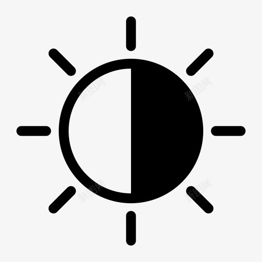 亮度圆形对比图标svg_新图网 https://ixintu.com 亮度 圆形 太阳 对比