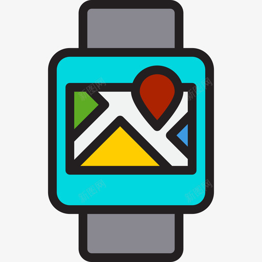 Gps智能手表线性彩色图标svg_新图网 https://ixintu.com Gps 智能手表 线性彩色
