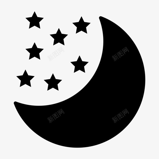 月亮午夜睡眠图标svg_新图网 https://ixintu.com 午夜 星星 月亮 睡眠 雕文图标工作