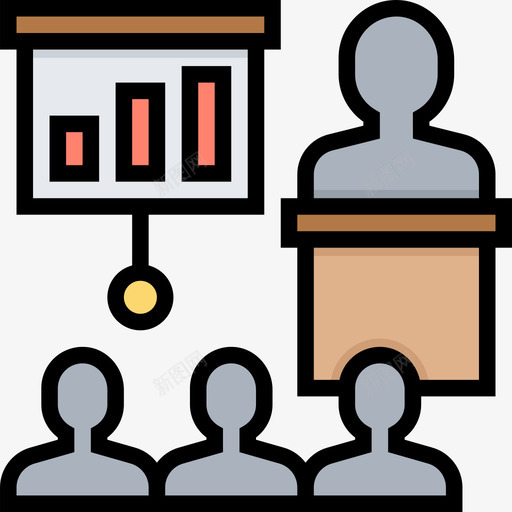 会议面试6线条颜色图标svg_新图网 https://ixintu.com 会议 线条 面试 颜色