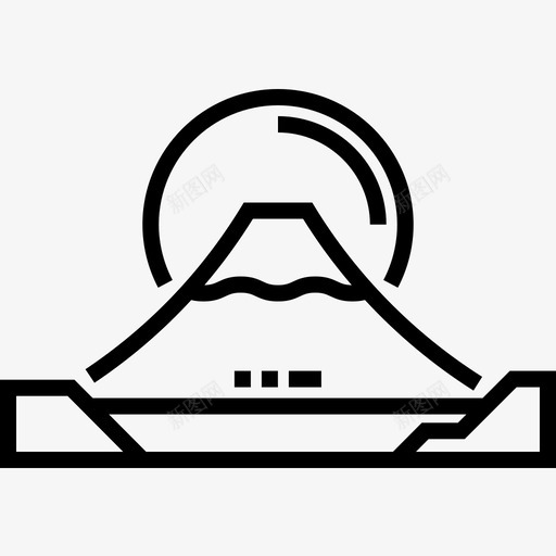 富士山日本33直线图标svg_新图网 https://ixintu.com 富士山 日本 直线