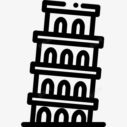 比萨地标古迹11直线图标svg_新图网 https://ixintu.com 地标古迹11 比萨 直线