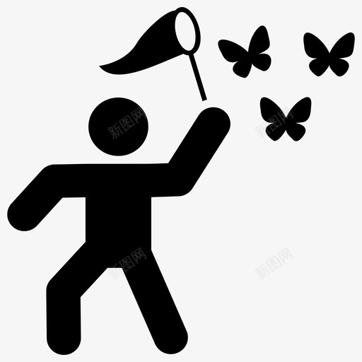 捉蝴蝶蝴蝶网享受图标svg_新图网 https://ixintu.com 享受 形图 捉网 昆虫 蝴蝶 象形 载体