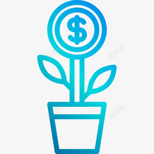 植物盆栽数字营销95线性梯度图标svg_新图网 https://ixintu.com 数字 梯度 植物 盆栽 线性 营销