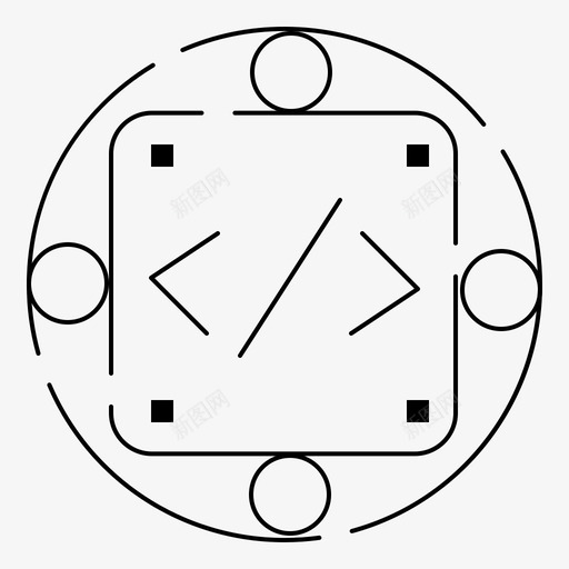 代码自定义实现图标svg_新图网 https://ixintu.com 业务 产品管理 代码 全球 实现 管理 细线 自定义