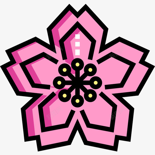 樱花日本32线形颜色图标svg_新图网 https://ixintu.com 日本 樱花 线形 颜色