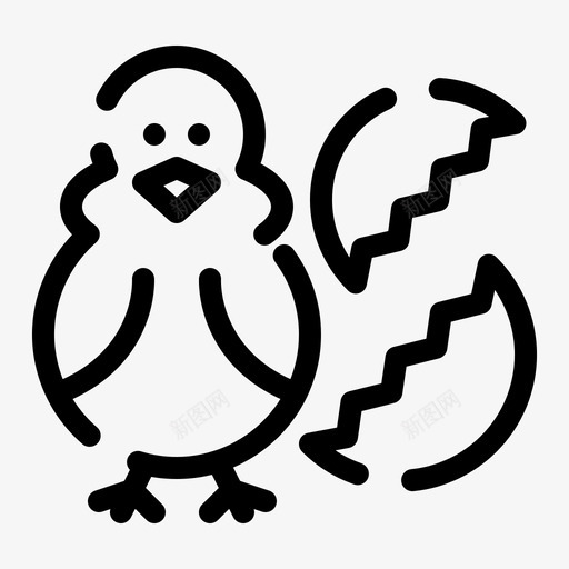 蛋宝宝鸟图标svg_新图网 https://ixintu.com 伊斯特 复活节 宝宝 快乐 虚线