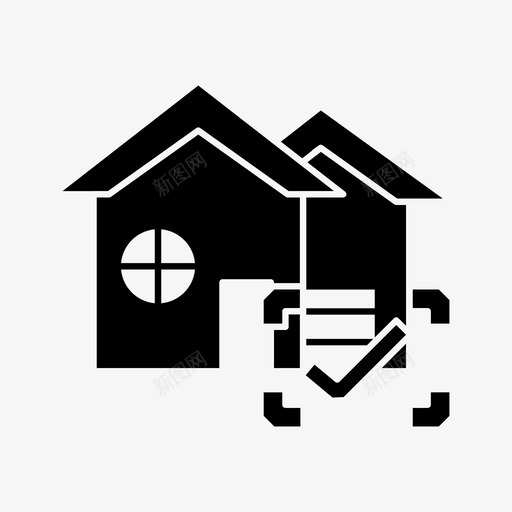 房屋出售建筑物财产图标svg_新图网 https://ixintu.com 出售 建筑物 房地产 房屋出售 核实 财产