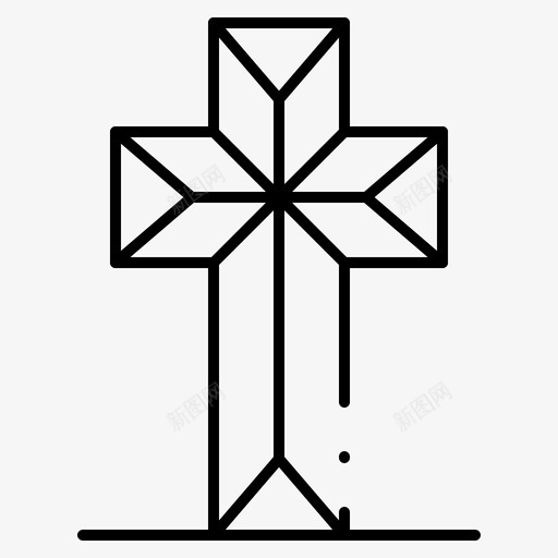 庆祝基督教十字架图标svg_新图网 https://ixintu.com 十字架 基督教 复活节 庆祝 快乐的东方规则点线