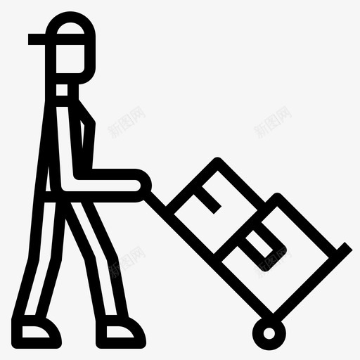 推车式送货商业人图标svg_新图网 https://ixintu.com 包裹 商业 推车 概要 物流 送货