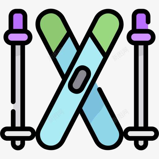 滑雪板冬季运动24线性颜色图标svg_新图网 https://ixintu.com 冬季运动 滑雪板 线性 颜色