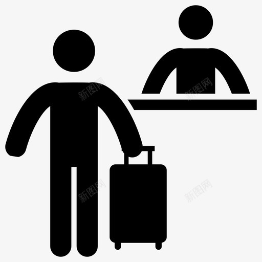 登记入住入住酒店入住图标svg_新图网 https://ixintu.com 入住 旅行者 游客 登记入住 行李员 象形图 酒店入住