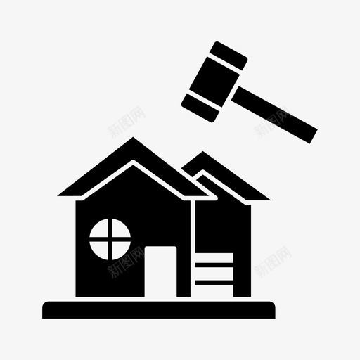 房屋拍卖拍卖竞价房屋图标svg_新图网 https://ixintu.com 房产 房地产 房屋 拍卖 竞价