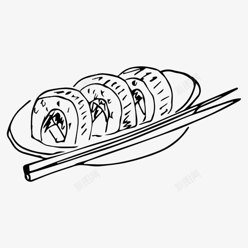 寿司食物菜单图标svg_新图网 https://ixintu.com 寿司 素描 菜单 食物