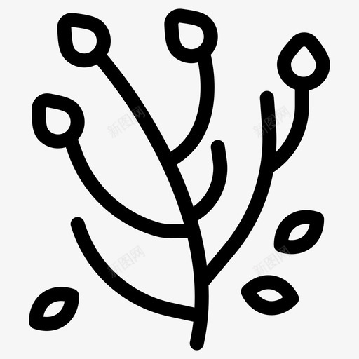 枝银莲花花植物图标svg_新图网 https://ixintu.com 季节 春天 春花 植物 粗体 花花 虚线 银莲