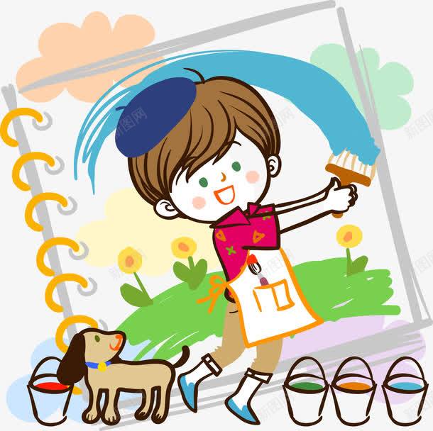 可爱小画家png免抠素材_新图网 https://ixintu.com 卡通 可爱 小画家