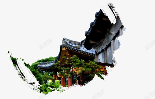 水墨古建筑png免抠素材_新图网 https://ixintu.com 亭子 古建筑 水墨建筑