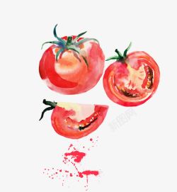 红色手绘蔬菜西红柿矢量图素材