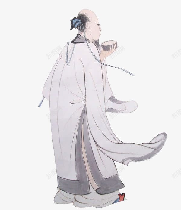 古人画像png免抠素材_新图网 https://ixintu.com 小碗 彩色 手绘 飘逸