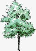 绿色卡通手绘树木清新素材