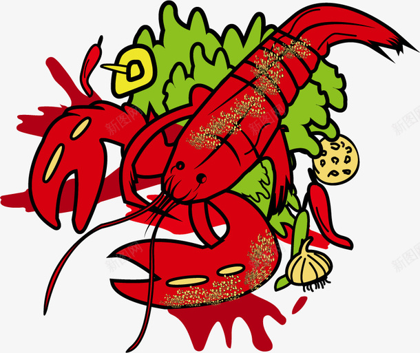 小龙虾美食插画png免抠素材_新图网 https://ixintu.com 小龙虾 插画 美食 食物