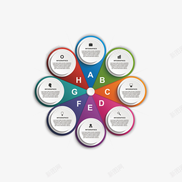 彩色字母分类图矢量图ai免抠素材_新图网 https://ixintu.com ppt素材 ppt装饰 创意分类图 字母分类图 矢量图