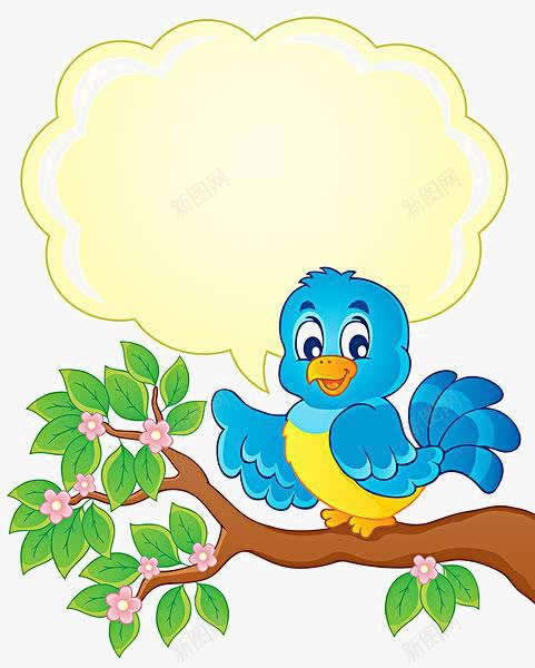 卡通树枝上的小鸟png免抠素材_新图网 https://ixintu.com 卡通 树枝上 的小鸟 花朵