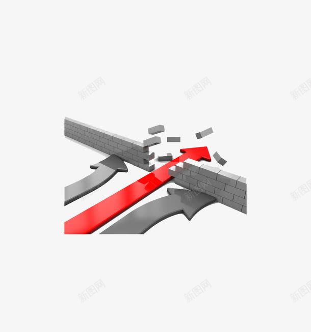 3D红色箭头图标png_新图网 https://ixintu.com 3D 墙 箭头 红色